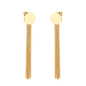 18K Gold-Plated Round Tassel Drop Earrings