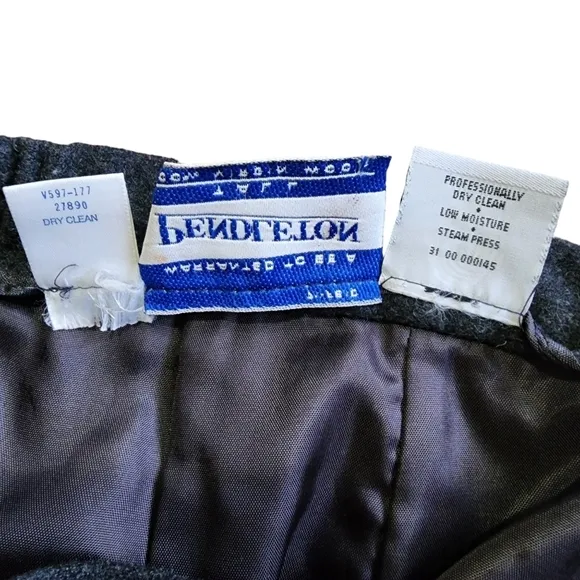 1990s Vintage Pendleton 100% Wool Maxi Pleated Lined Skirt - 8 Tall