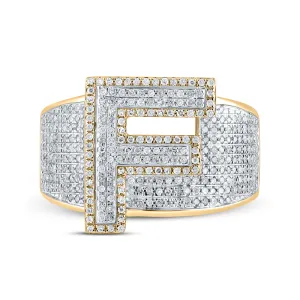 1CTW-DIA P1P2 INITIAL "F" MENS RING