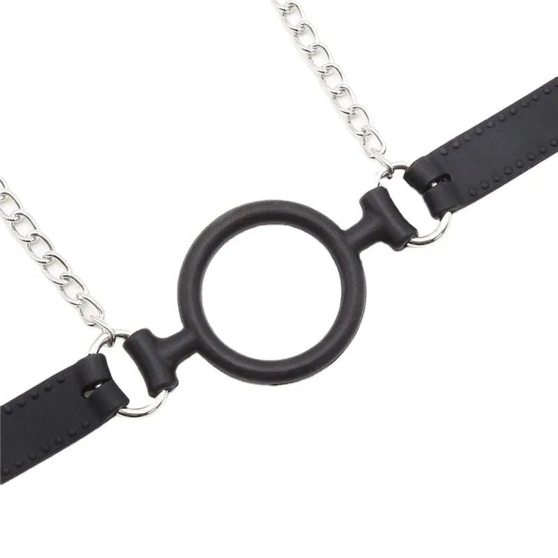 2225DL      Locking 2” Wide Black Silicone Comfort Ring Gag with Adjustable Nipple Clamps