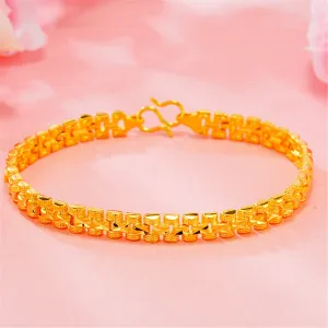 24K Gold-Plated Frosted Link Bracelet
