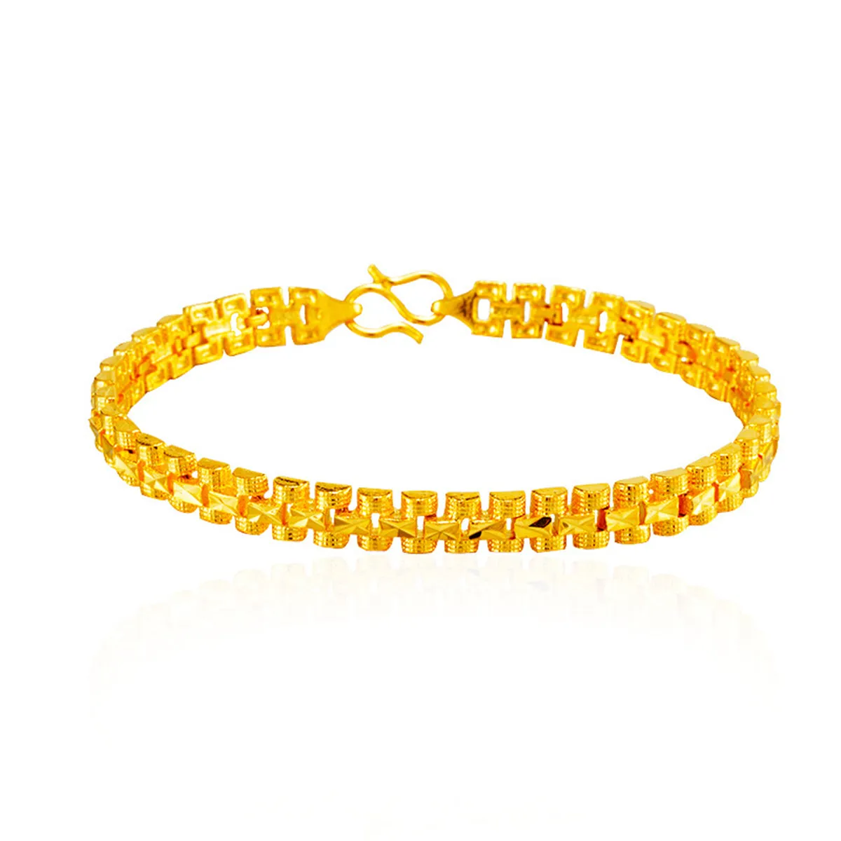 24K Gold-Plated Frosted Link Bracelet