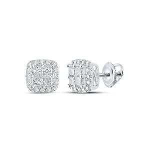 3/4CTW-DIA CN INVISIBLE CUSHION EARRING