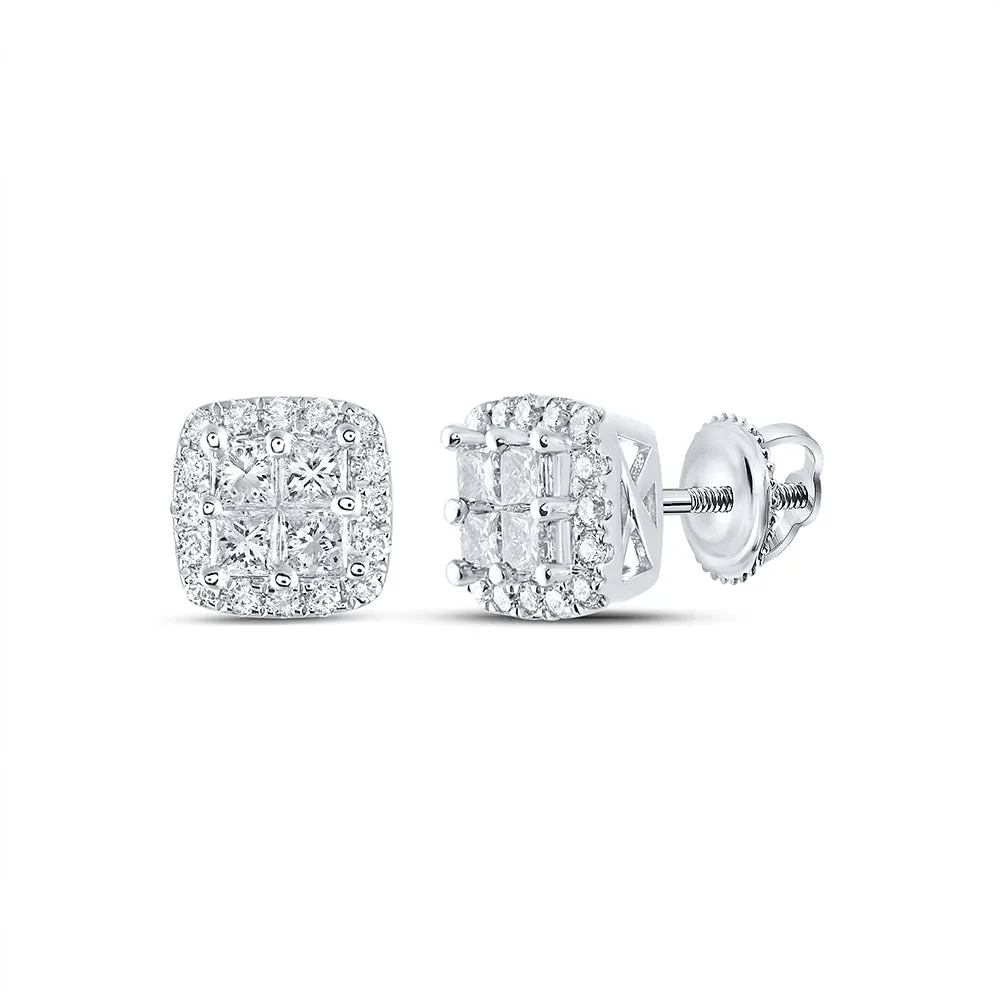 3/4CTW-DIA CN INVISIBLE CUSHION EARRING