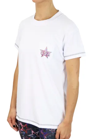 5102 -USA Women short sleeve Pocket Tee/ White - FINAL SALE