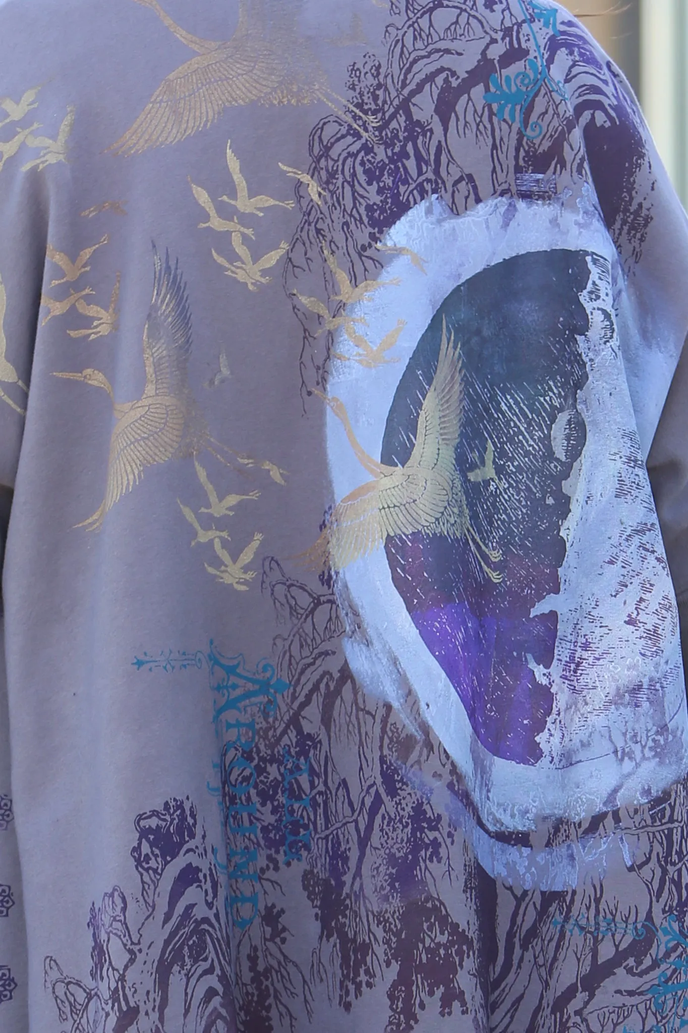 5261 Slim Rib Hoodie Organic Cotton -Flint-Forest Moon Printed