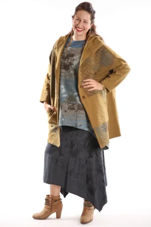 5262 Oversized Square Organic Cotton Sweatshirt Gold Waterlilies/Fans