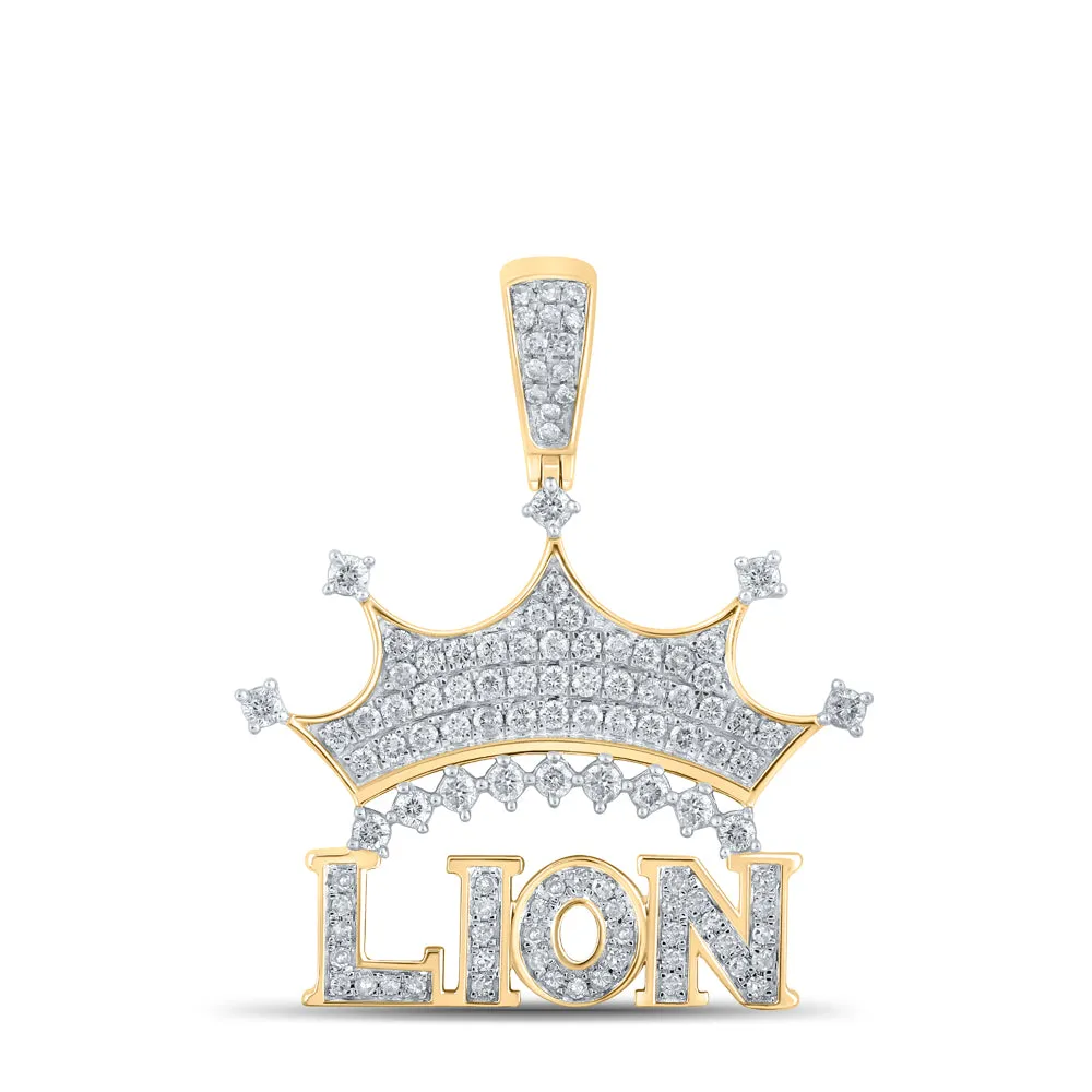 7/8CTW-DIA CN LION MENS CHARM