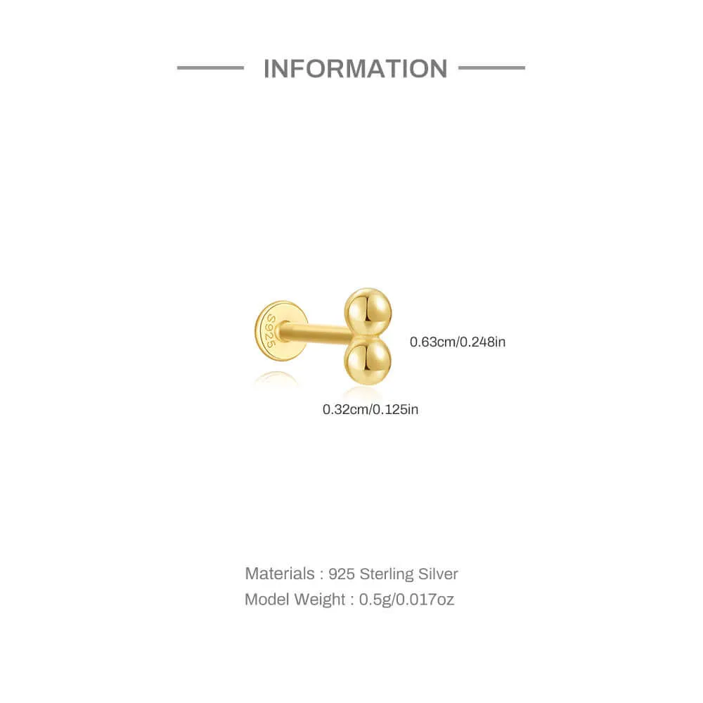 925 Silver Double Round CZ Diamond Flat Back Earrings