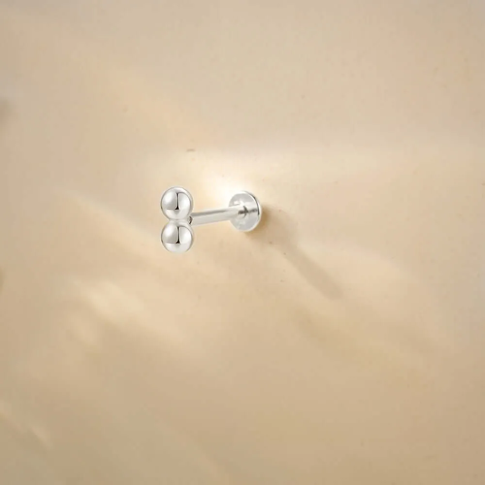 925 Silver Double Round CZ Diamond Flat Back Earrings
