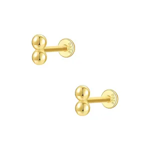 925 Silver Double Round CZ Diamond Flat Back Earrings