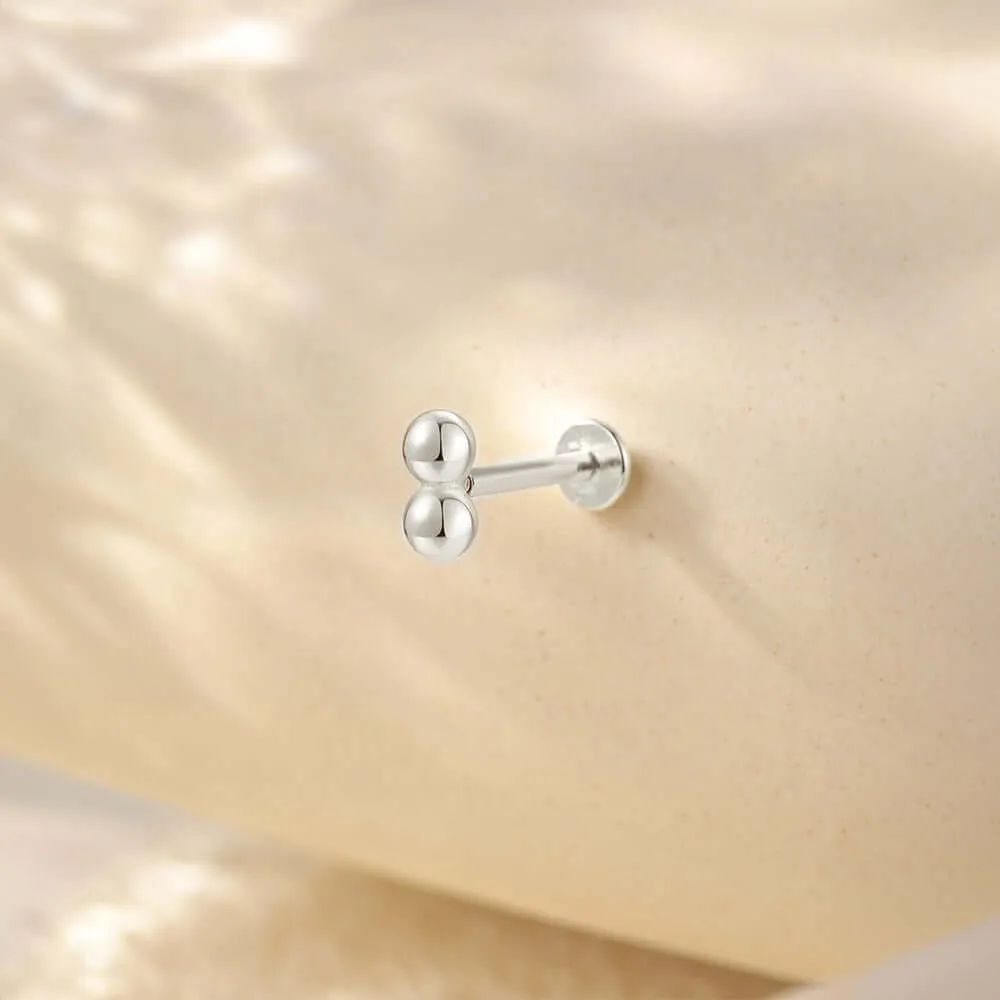 925 Silver Double Round CZ Diamond Flat Back Earrings