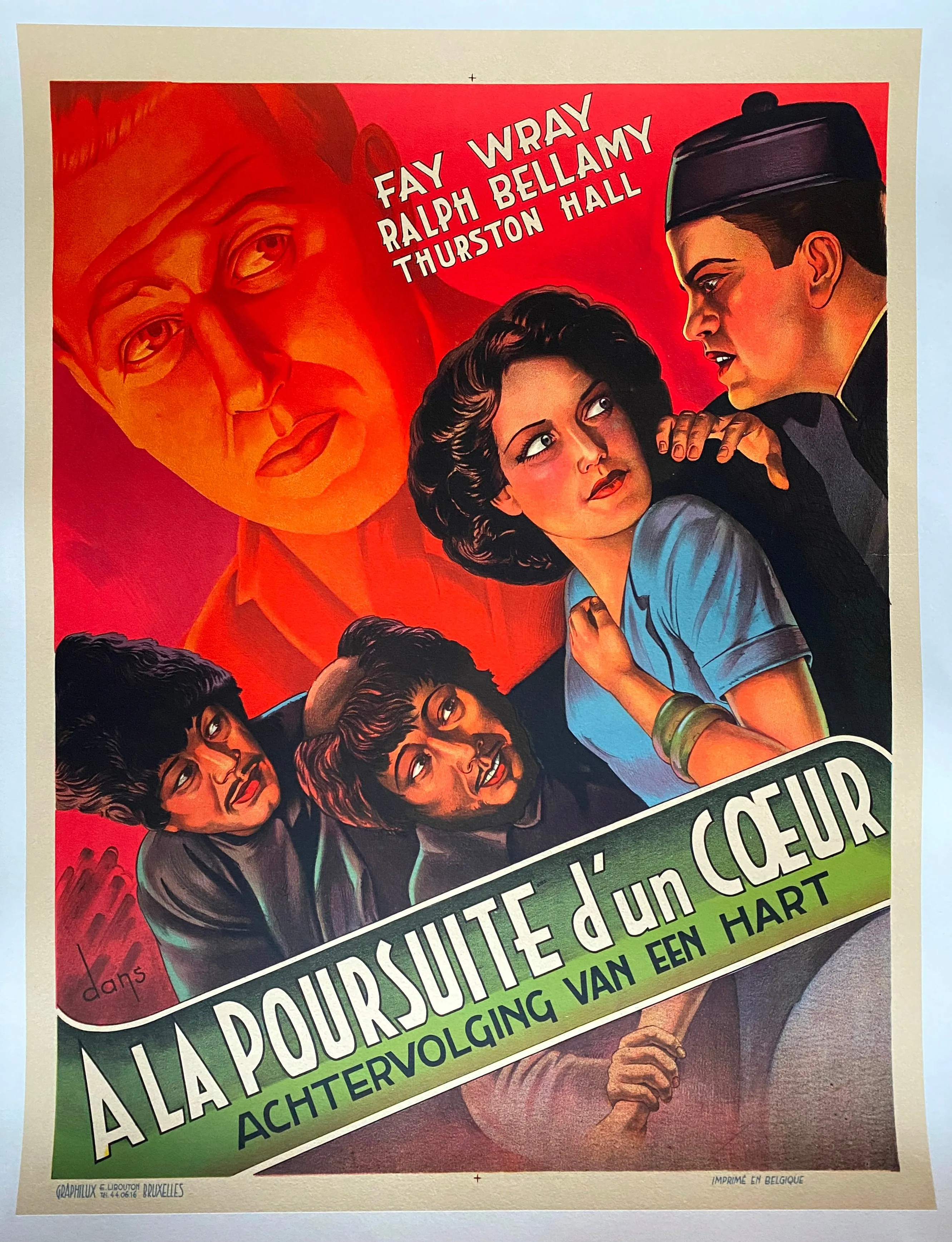 Affiche belge A LA POURSUITE D'UN COEUR Roaming Lady FAY WRAY Ralph Bellamy 1936