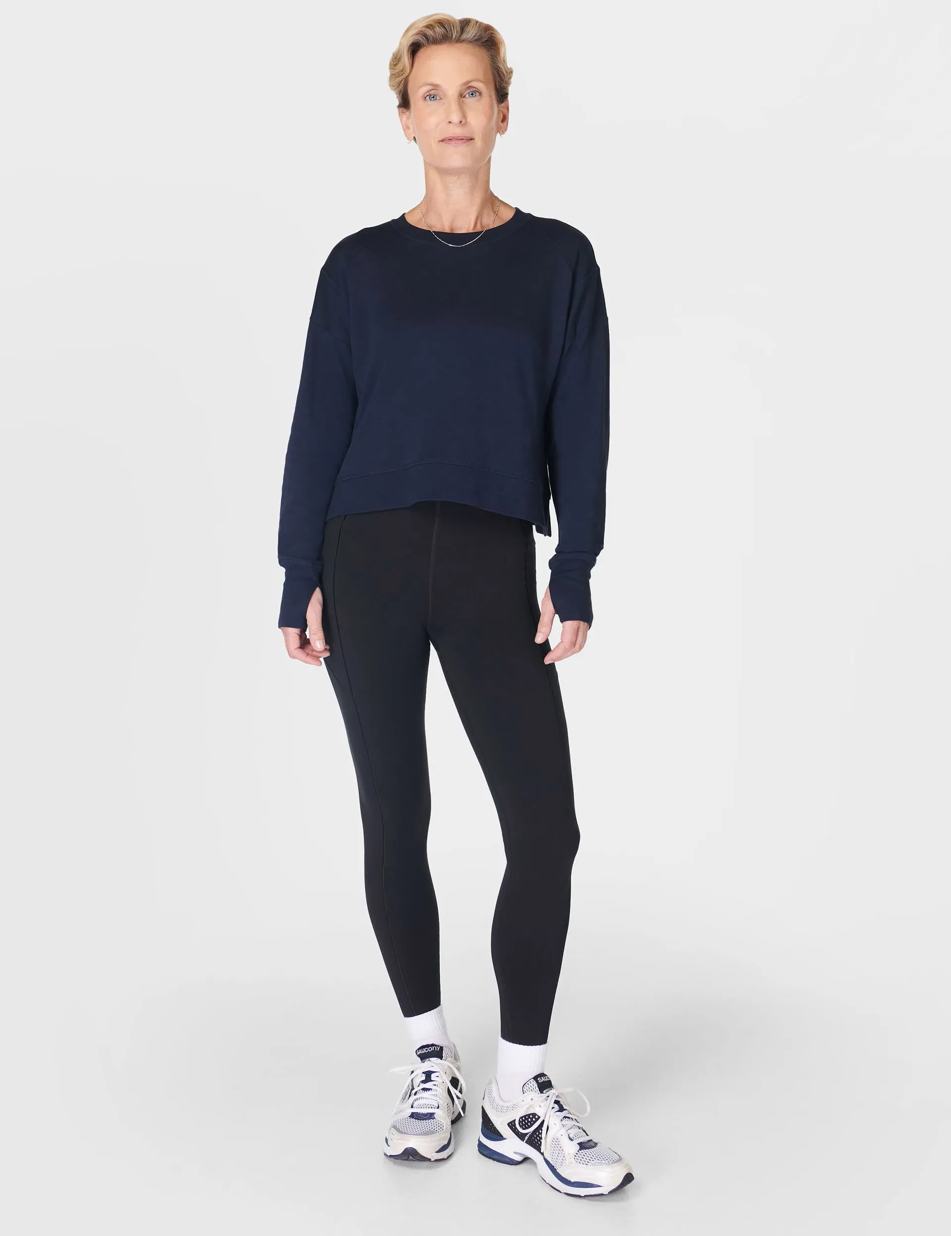 After Class Crop Sweatshirt - Navy Blue