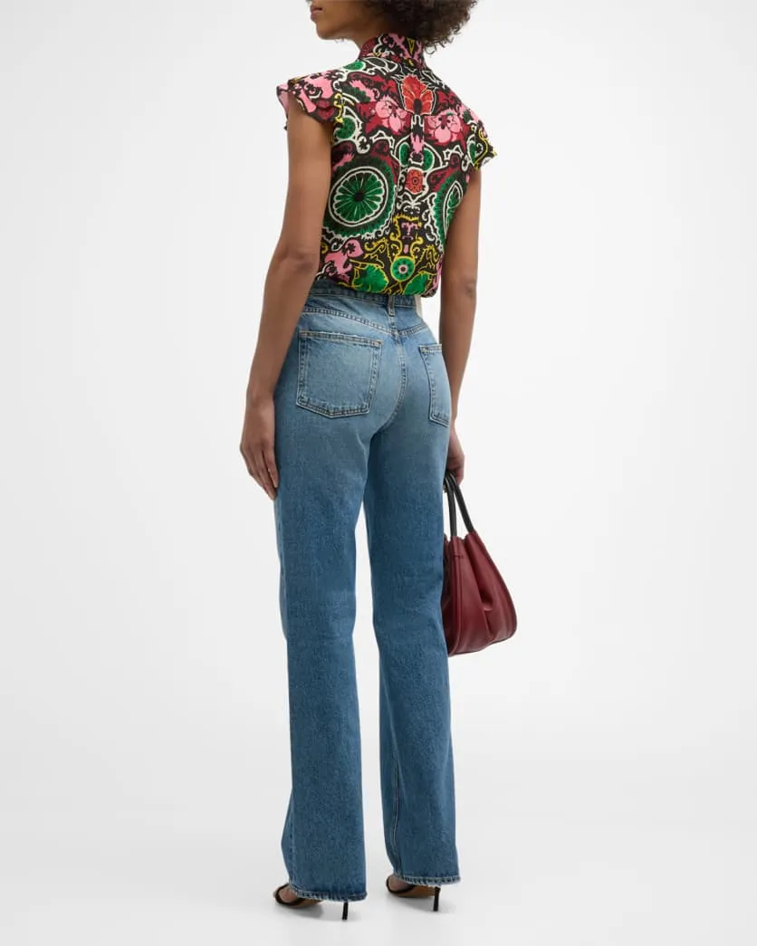 Alice   Olivia - Martel Flutter Sleeve Blouse - Monarch Black