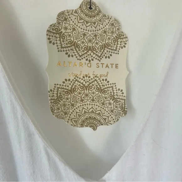 Altar’d State Davinie White Puff Sleeves Maxi Dress Size S NWT