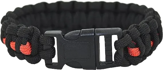 American Flag Paracord Bracelet w/Detachable Buckle Clasp (Thin Red Line)