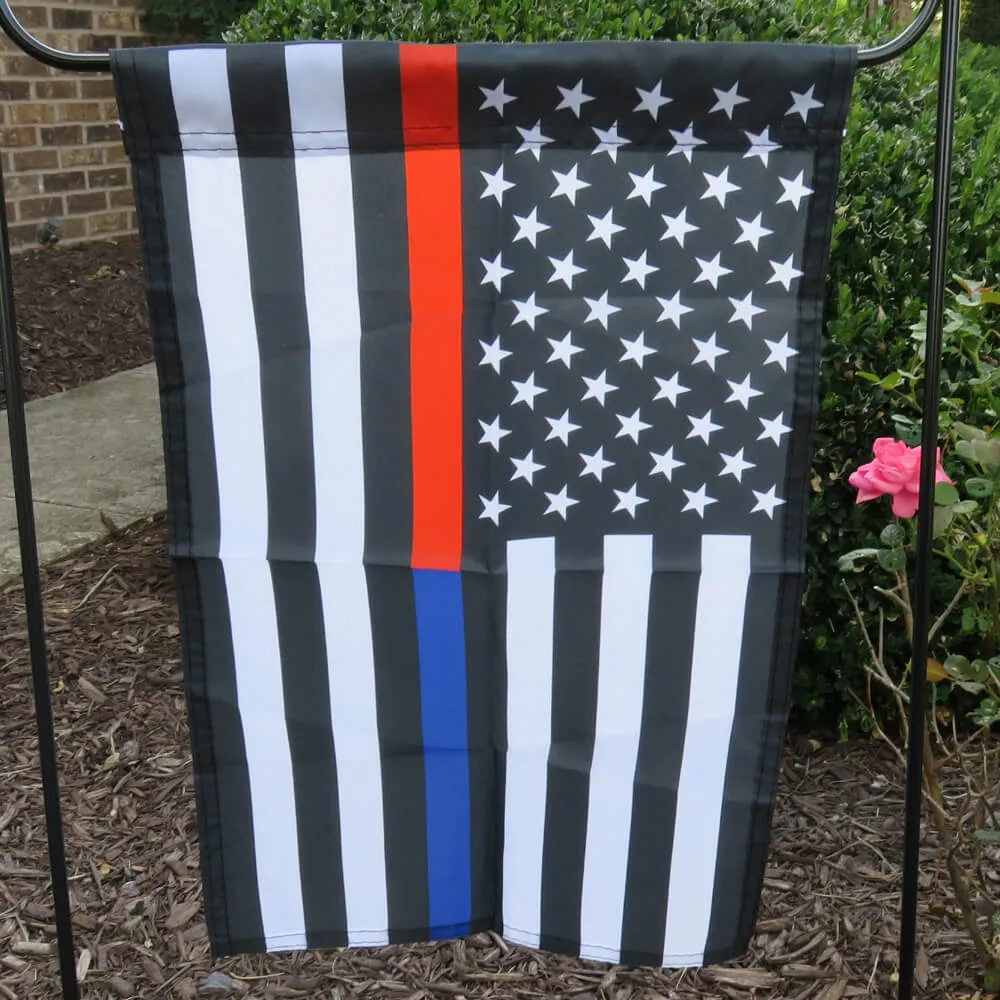 American Flag Thin Blue Line Thin Red Line Garden Flag