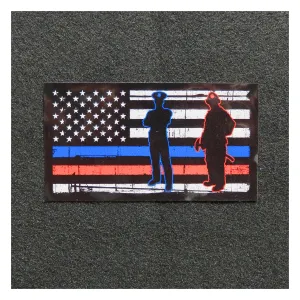 American Flag Thin Blue Red Line Silhouette Vinyl Decal