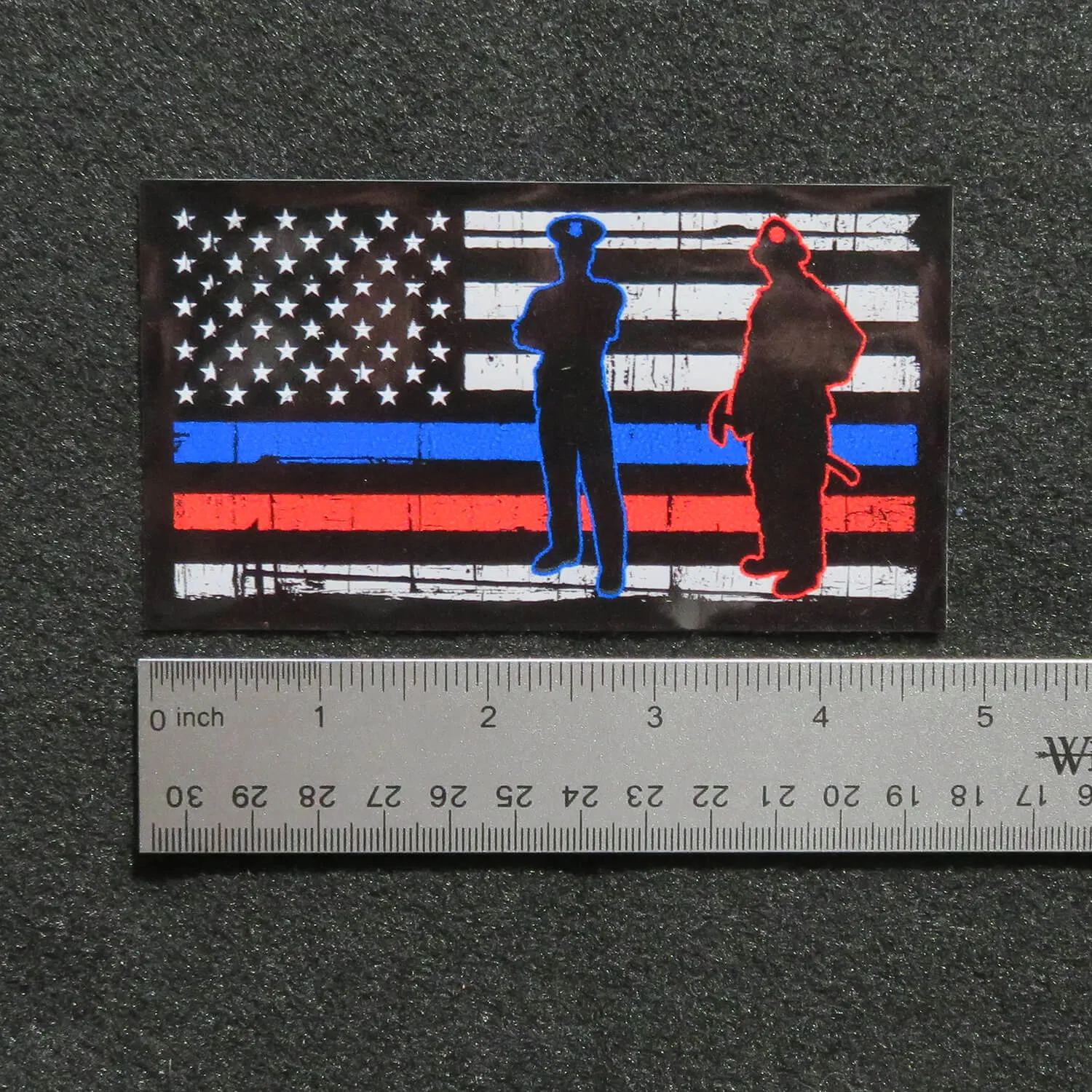 American Flag Thin Blue Red Line Silhouette Vinyl Decal