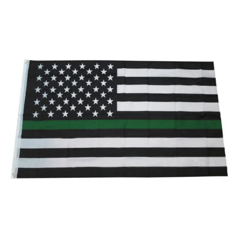 American Flag Thin Green Line Flag
