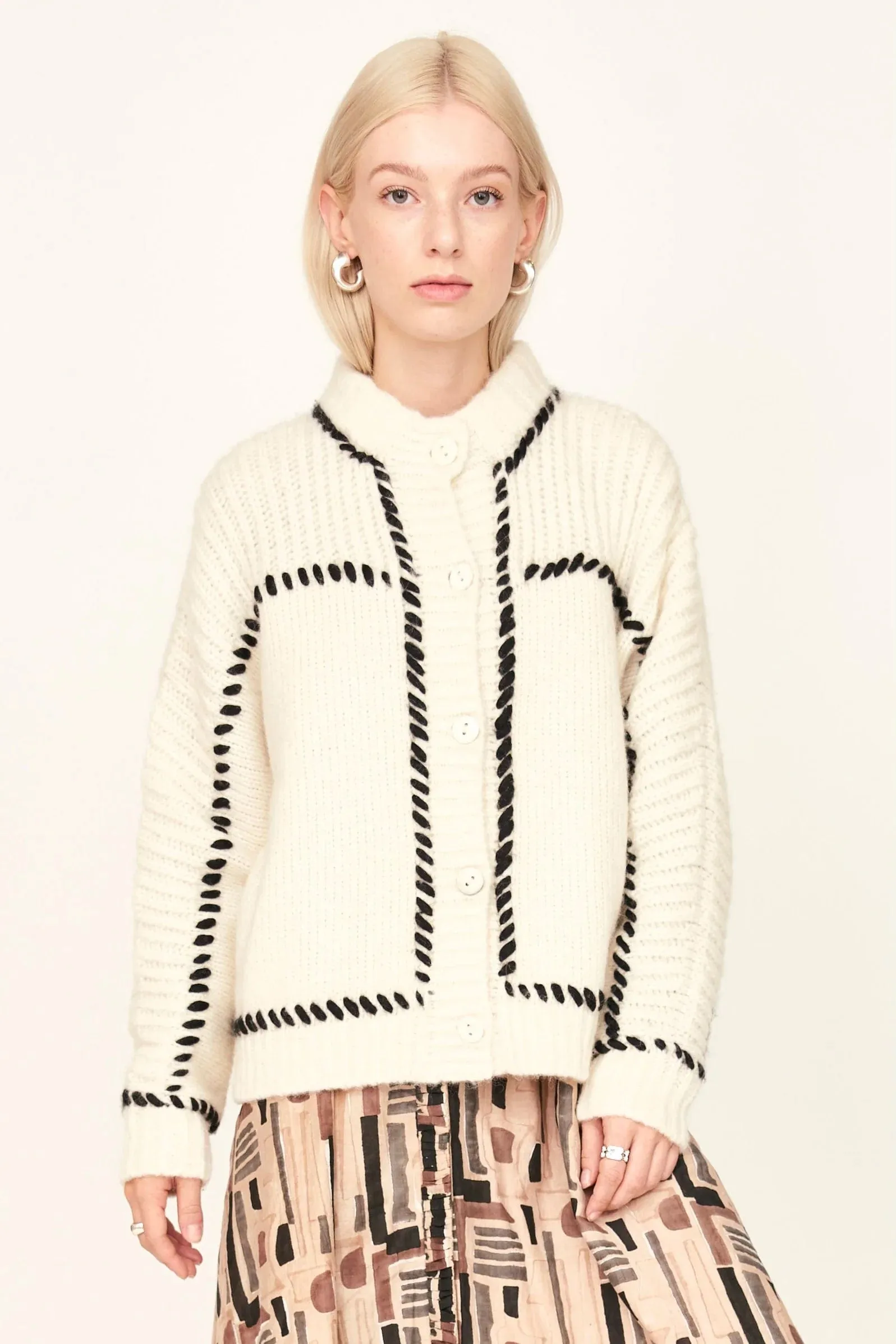 Andermatt Cardigan | Ivory   Blk