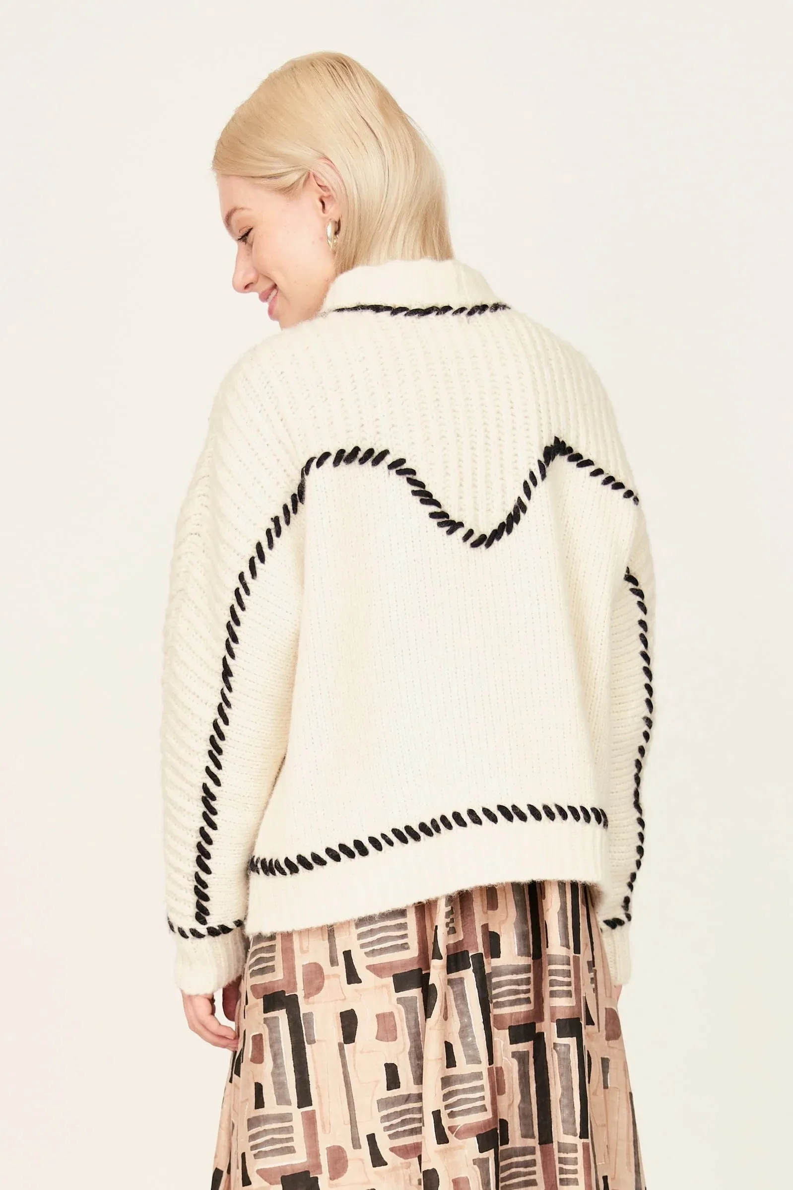 Andermatt Cardigan | Ivory   Blk