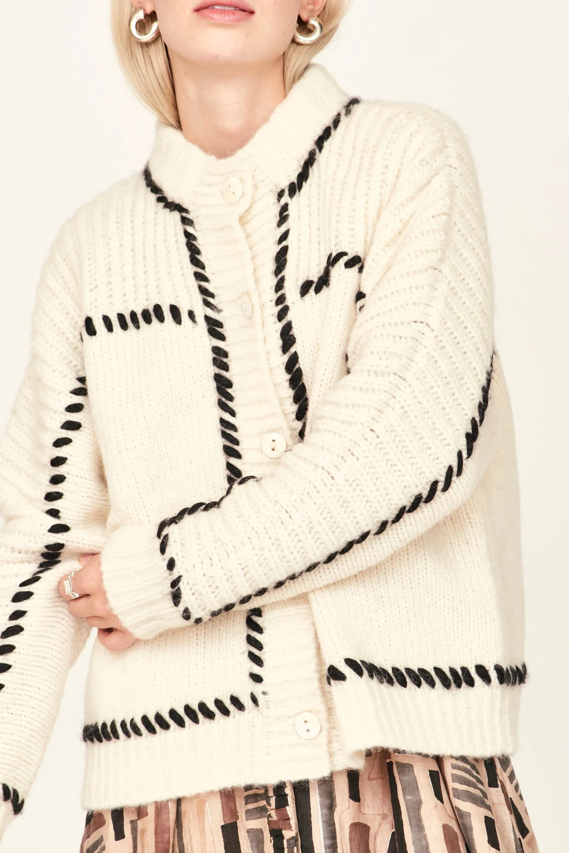 Andermatt Cardigan | Ivory   Blk
