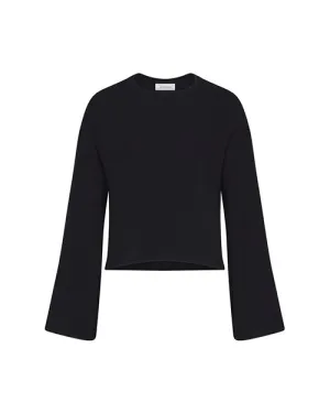 ANEMOS | Bell Sleeve Boxy Crop Sweater | Espresso Rib Knit