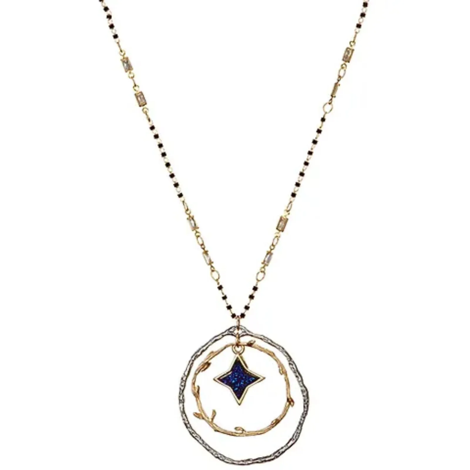 Angela D'Arcy Two Tone Infinity Star Necklace