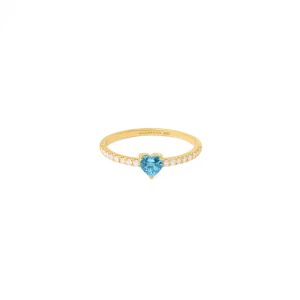 Anillo corazón oro amarillo de 18k con topacio y brillantes