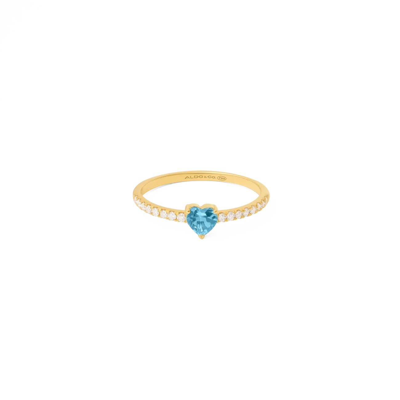 Anillo corazón oro amarillo de 18k con topacio y brillantes
