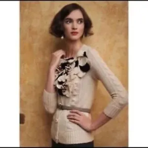 Anthropologie Yellow bird dimensional petals cardigan. Size S