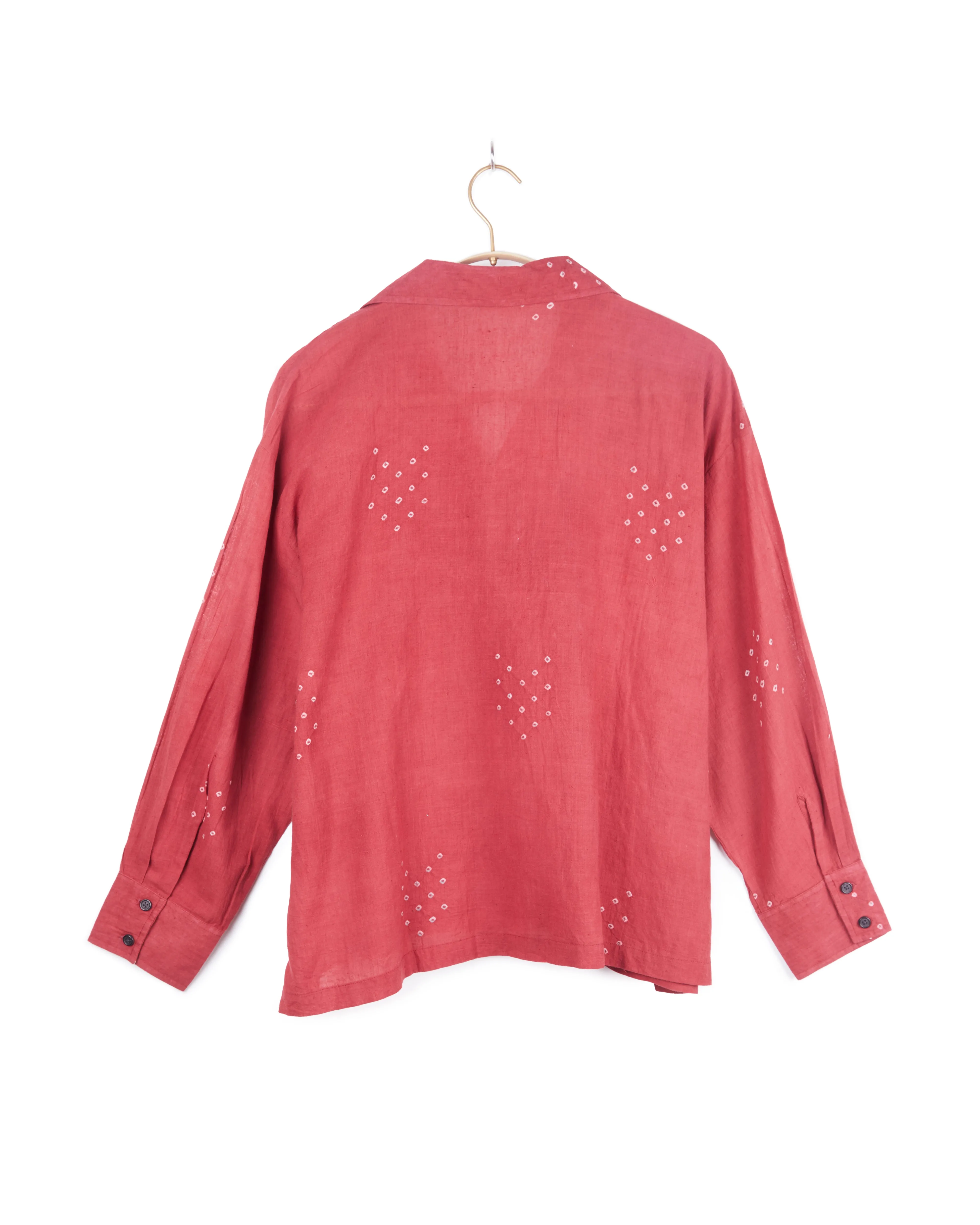 Anvi Drop Shoulder Shirt in Bandhani Arrows Madder