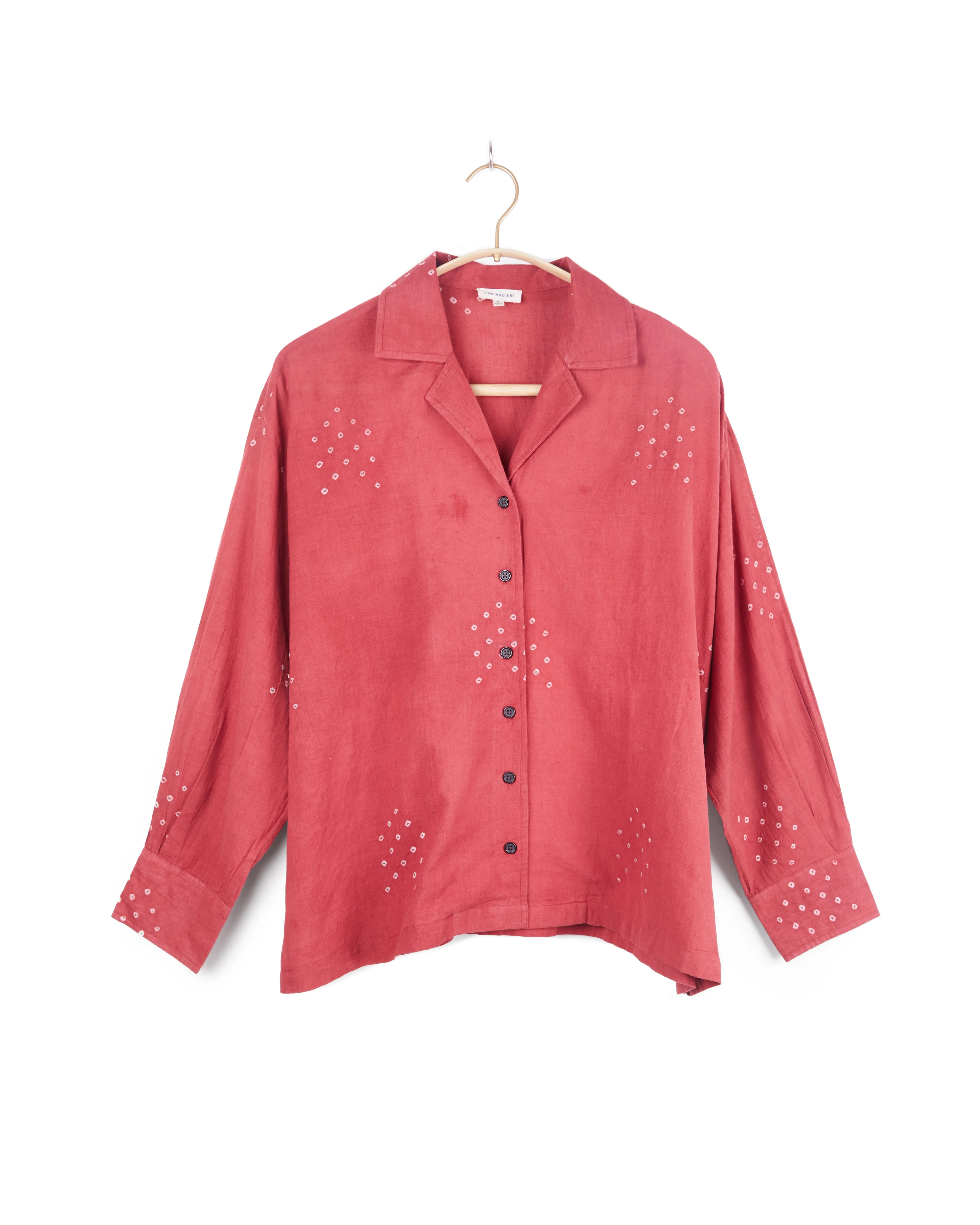Anvi Drop Shoulder Shirt in Bandhani Arrows Madder