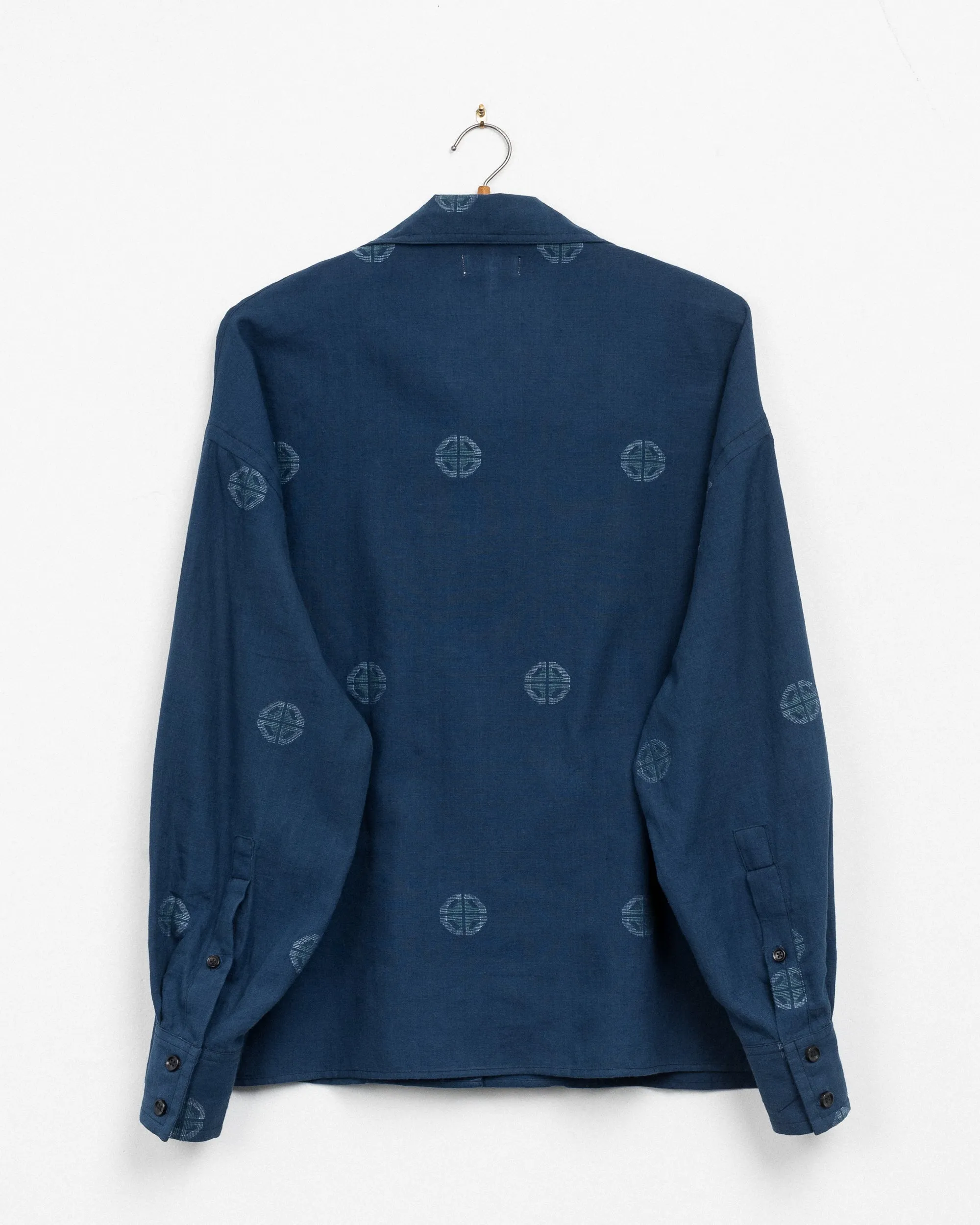 Anvi Drop Shoulder Shirt in Teal Lotus Jamdani