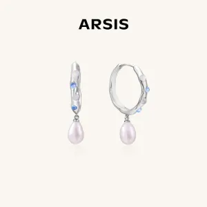 Aqua Baroque Pearl Hoop Earrings