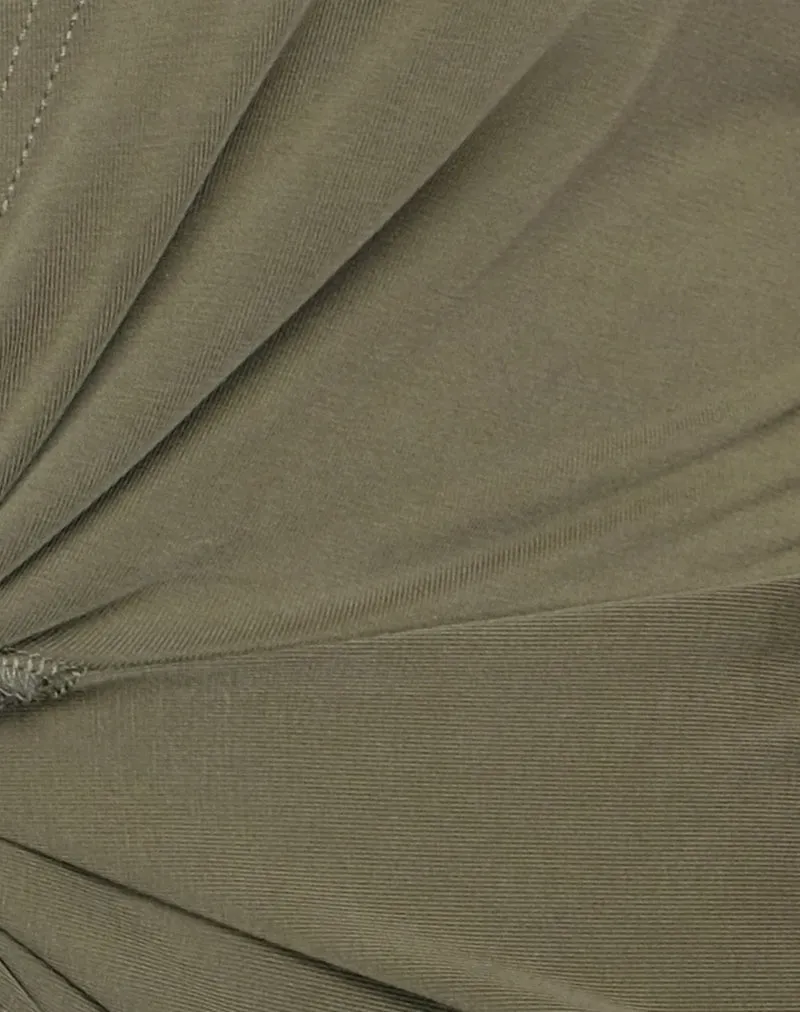 Arlys Twist Detail Top in Cupro Khaki