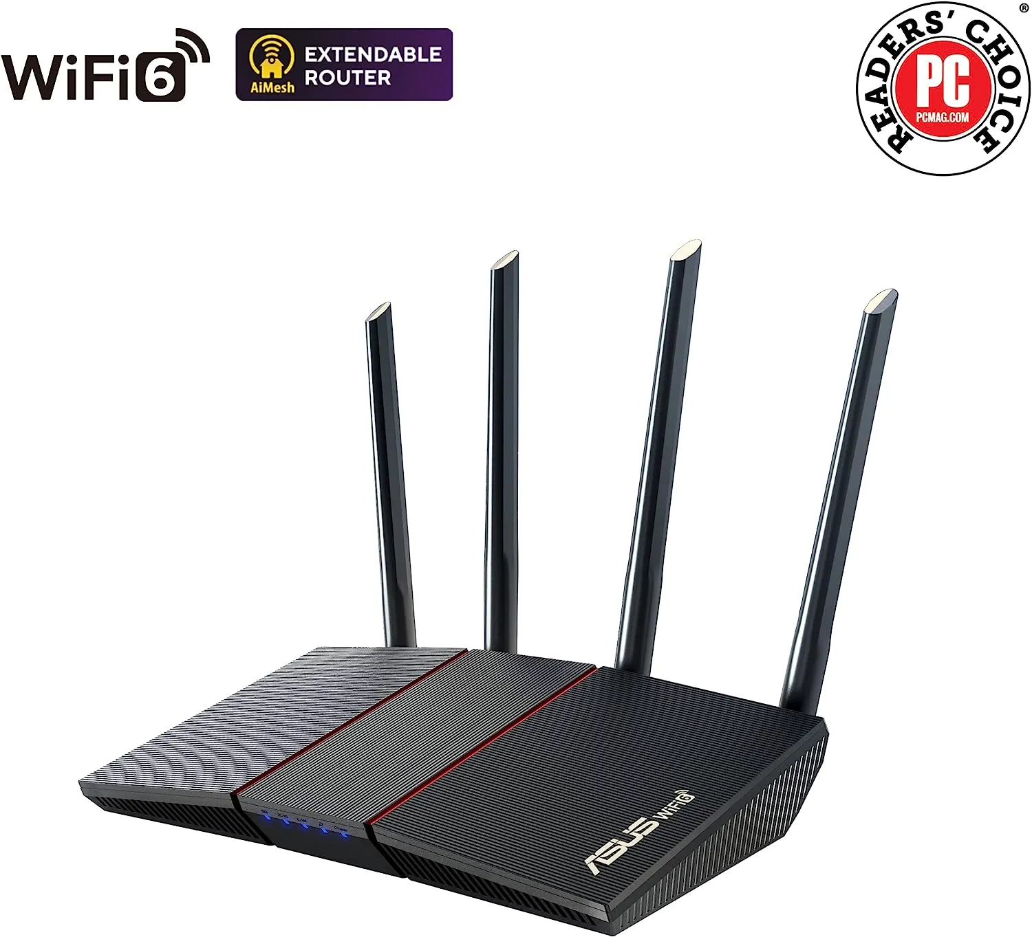 ASUS RT-AX55 (AX1800) Dual Band Smart WiFi 6 Extendable Router