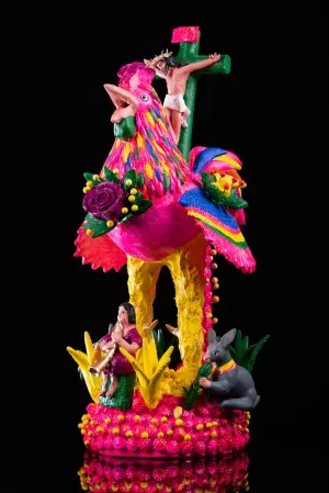 Awarded Rooster by Metepec Pottery Folk Art Master Alfonso Soteno