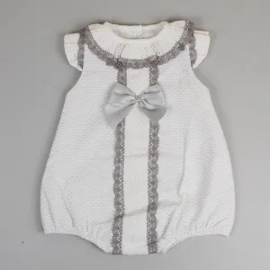 Baby Girl Romper Outfit - White/Grey