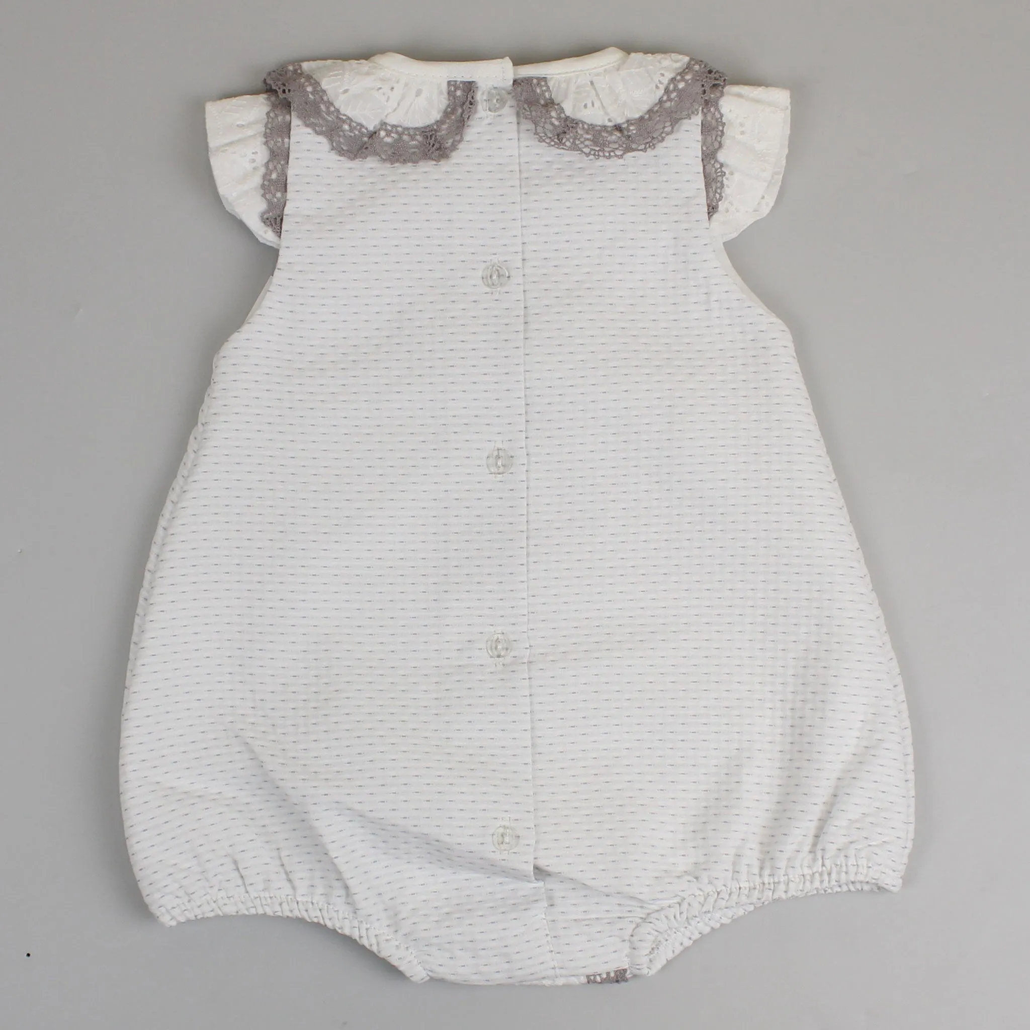 Baby Girl Romper Outfit - White/Grey