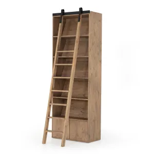 Bane Bookshelf with Ladder - Smoked Pine