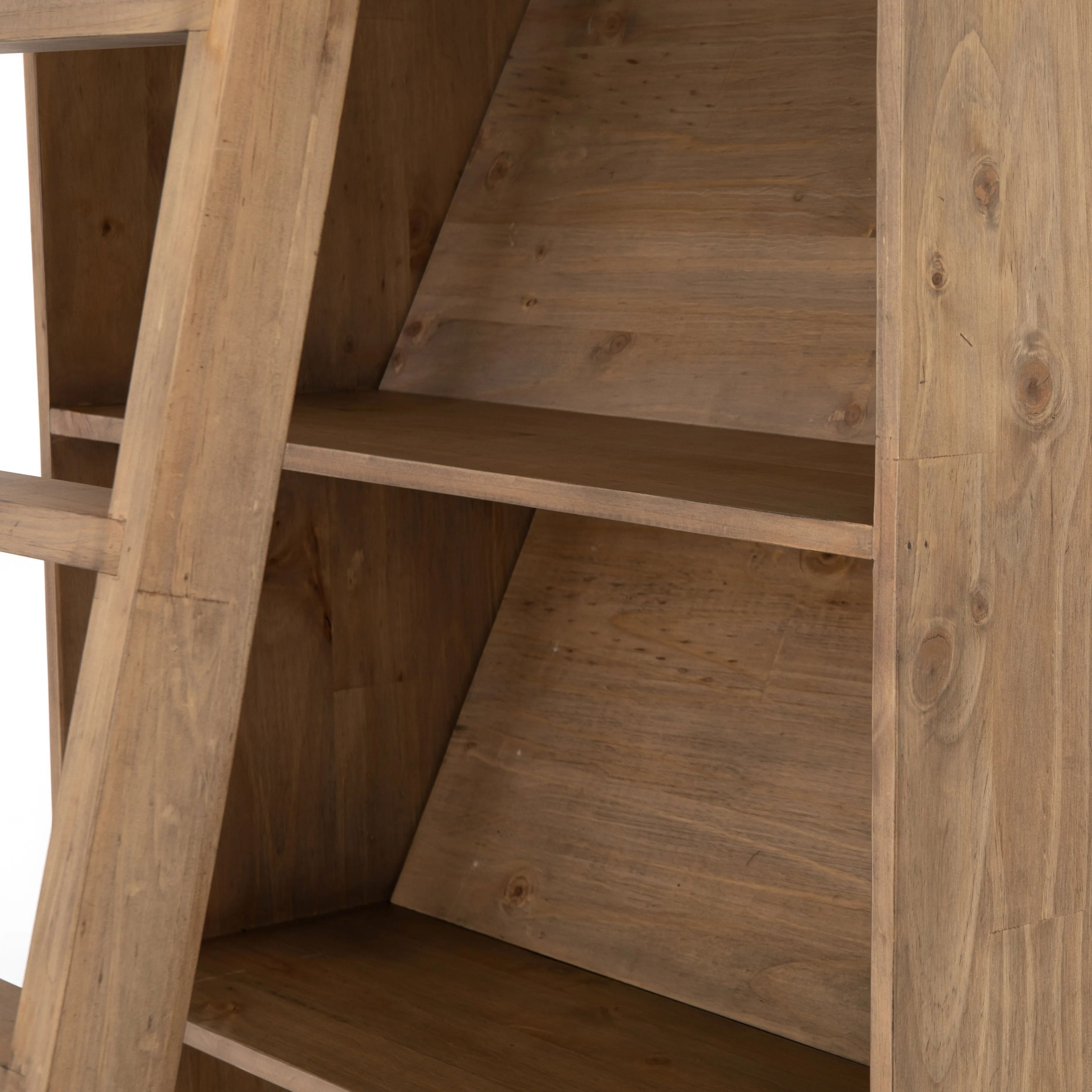 Bane Bookshelf with Ladder - Smoked Pine