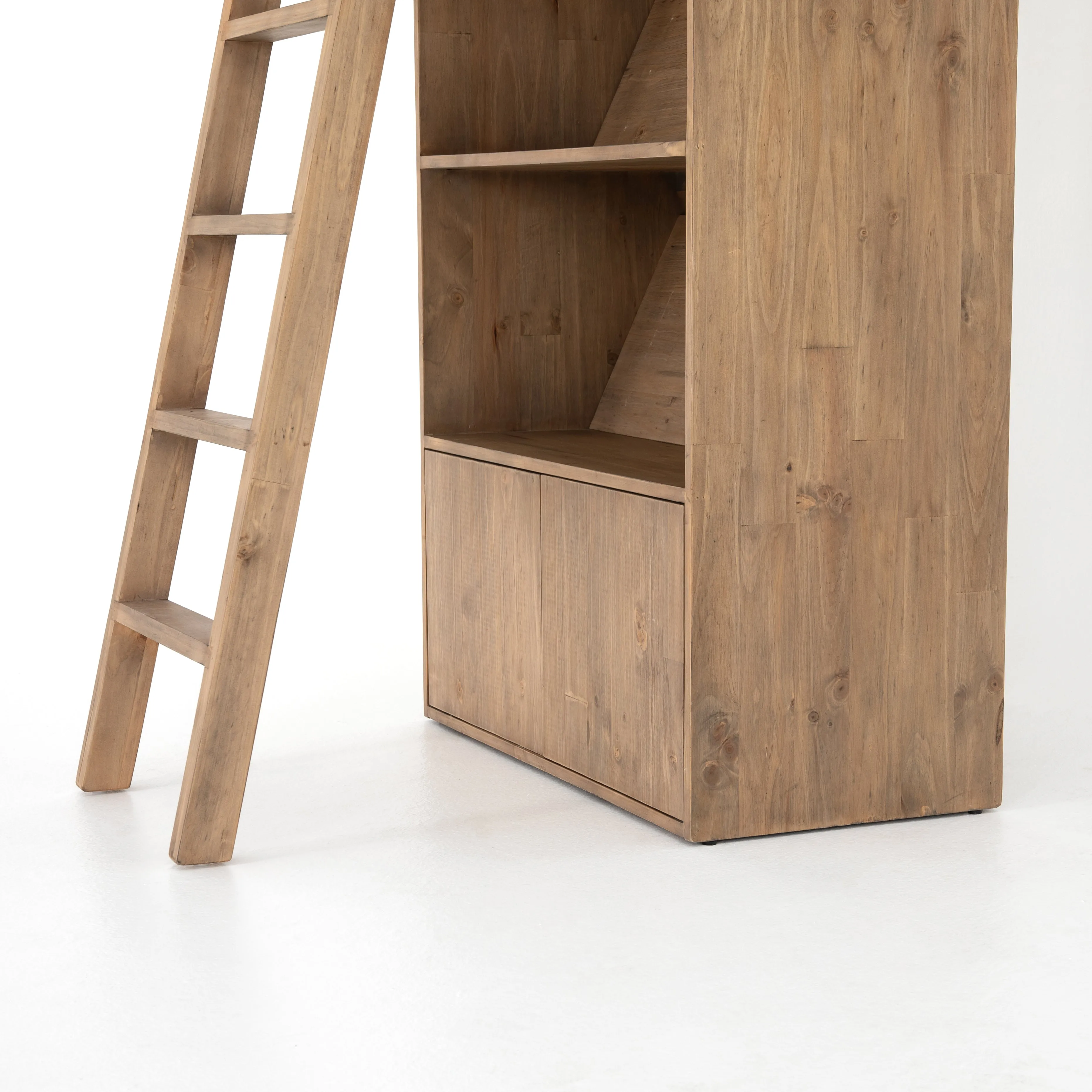 Bane Bookshelf with Ladder - Smoked Pine