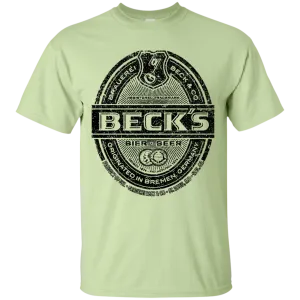 Becks Beer T-Shirt Custom Designed Black Worn Label Pattern