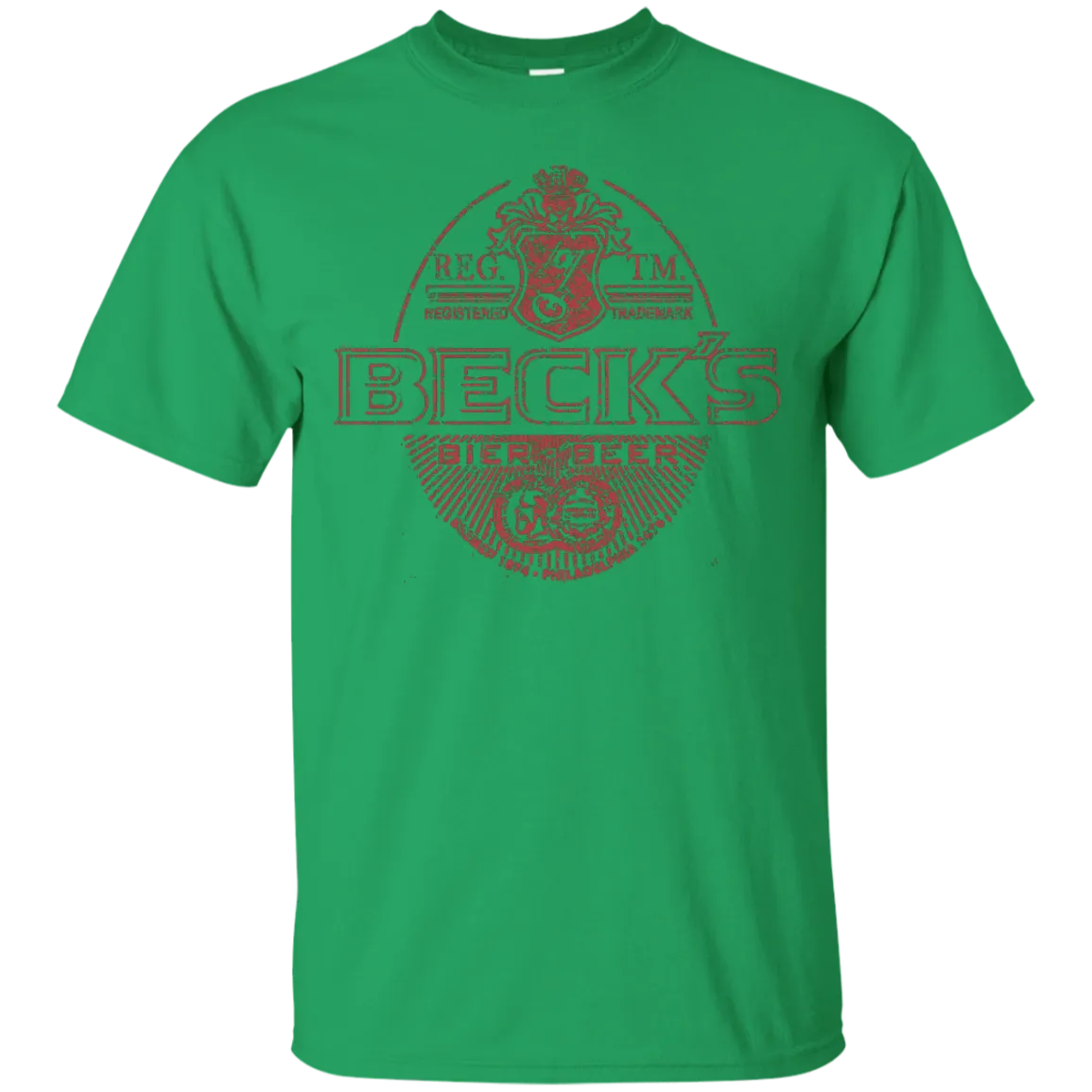 Becks Beer T-Shirt Custom Designed Red Worn Label Pattern 987