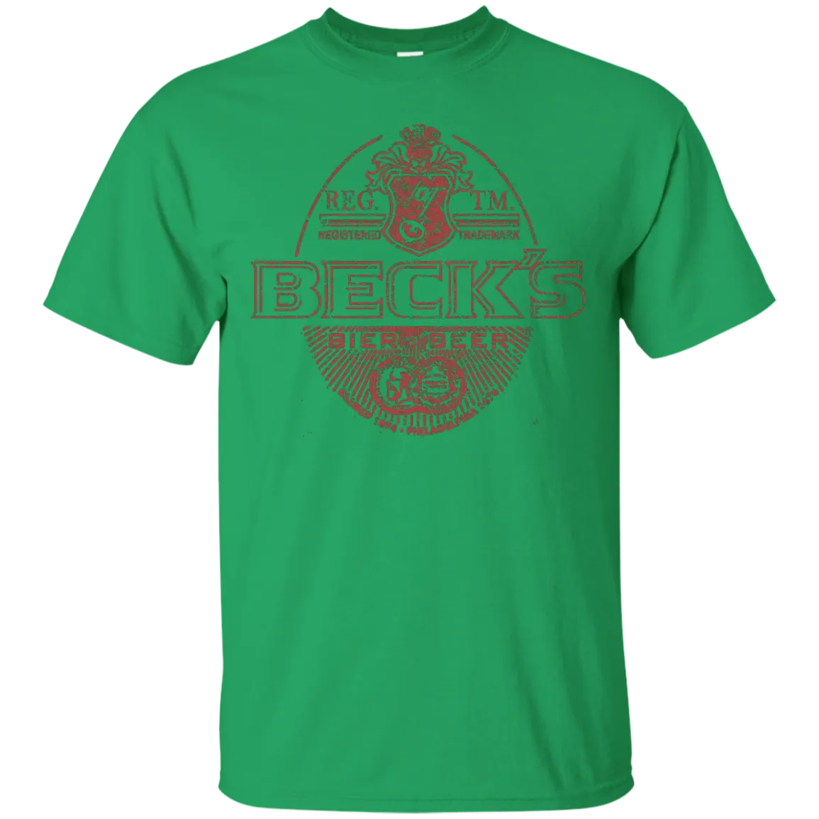 Becks Beer T-Shirt Custom Designed Red Worn Label Pattern 987