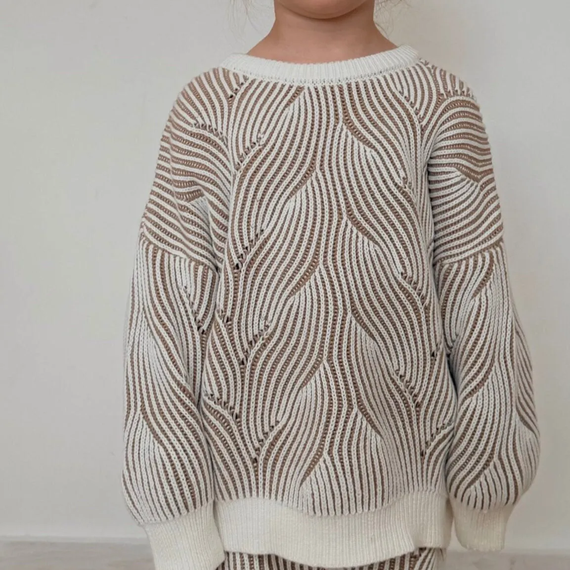 Beige Coral Cotton Knitted Jumper