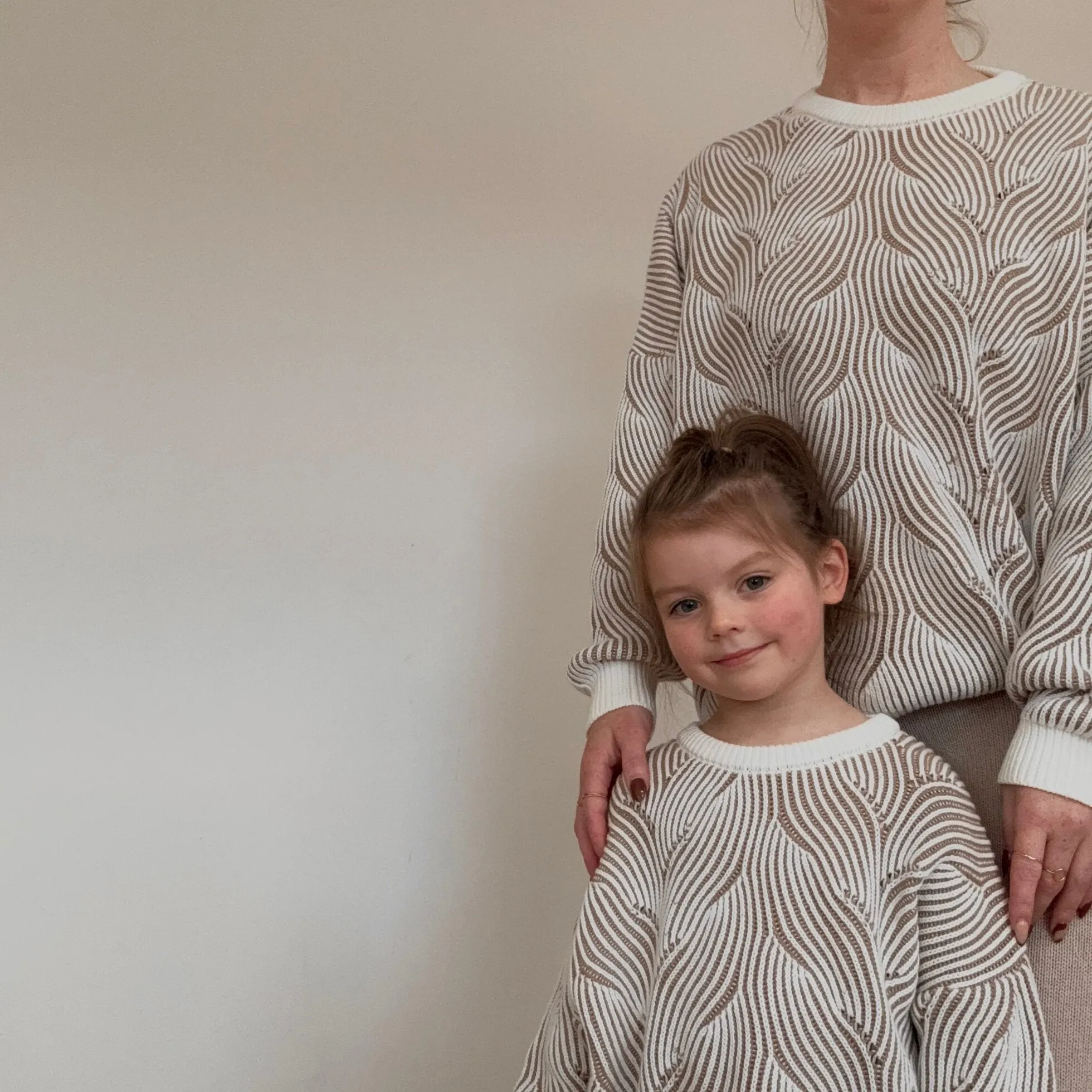 Beige Coral Cotton Knitted Jumper